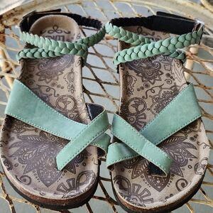 Muk Luks Teal Braided Sandals